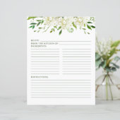 Weißes Hydrangea Floral Wasserfarbe Rezeptseite (Stehend Vorderseite)