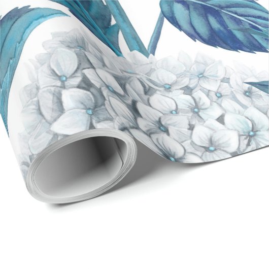 Weißes Hydrangea Geschenkpapier (Rolleneckpunkt)