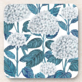Weißes Hydrangea Getränkeuntersetzer (Vorderseite)