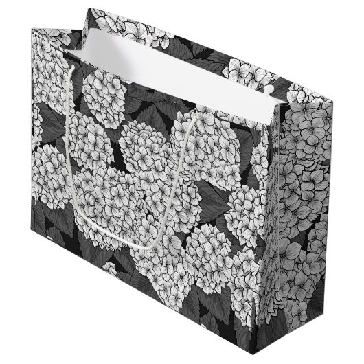 Weißes Hydrangea Große Geschenktüte (Vorderseite Schrägansicht)