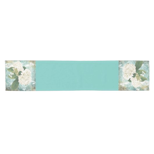 Weißes Hydrangea Kurzer Tischläufer (Horizontal)