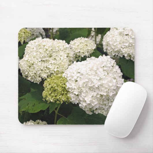 Weißes Hydrangea Mousepad (Mit Mouse)