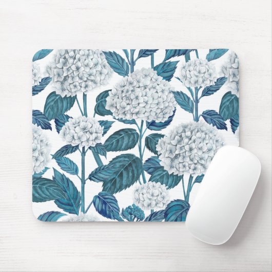 Weißes Hydrangea Mousepad (Mit Mouse)