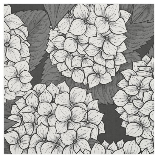 Weißes Hydrangea Stoff (Muster)