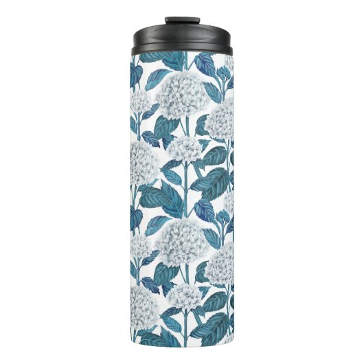 Weißes Hydrangea Thermosbecher (Vorderseite)