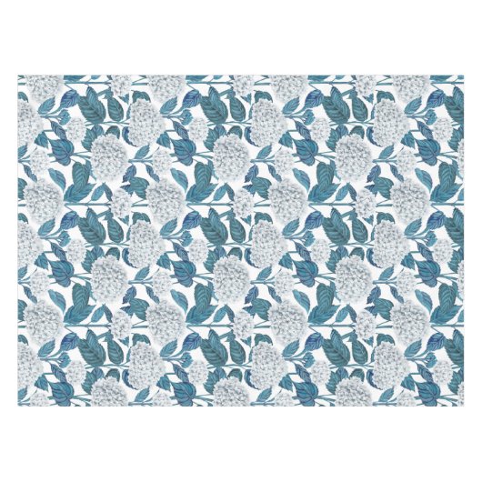 Weißes Hydrangea Tischdecke (Vorderseite (Horizontal))