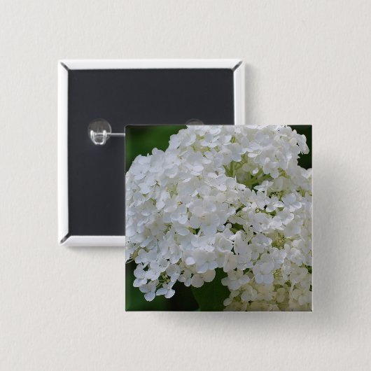 Weißes Hydrangeas-Button Button (Vorne & Hinten)