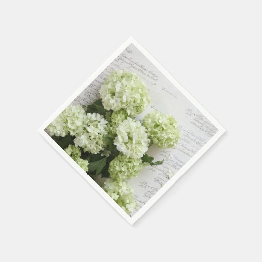Weißes Hydrangeas mit Skriptersatz Serviette (Ecke)
