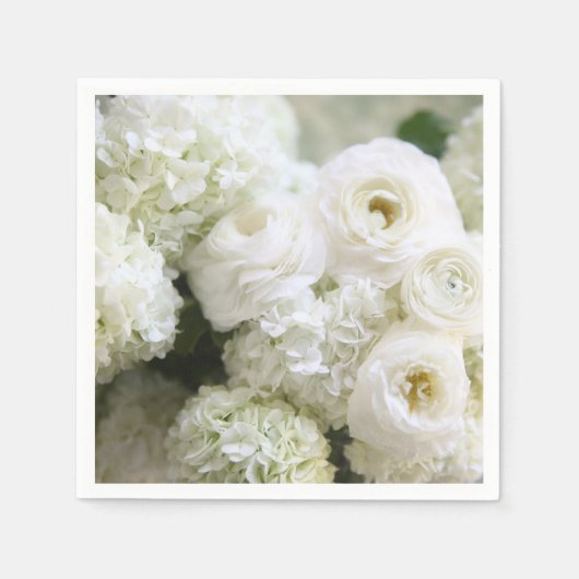 Weißes Hydrangeas und Ranunculus Serviette (Vorderseite)