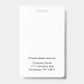 Weißes ID-Abzeichen Ausweis (Rückseite)