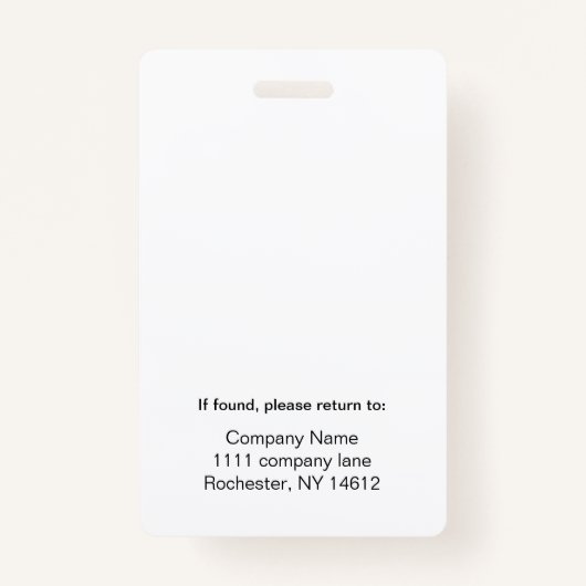 Weißes ID-Abzeichen Ausweis (Rückseite)