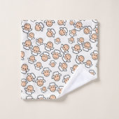 weißes, illustres Schaf-Gesicht Badhandtuch Set (Waschlappen)