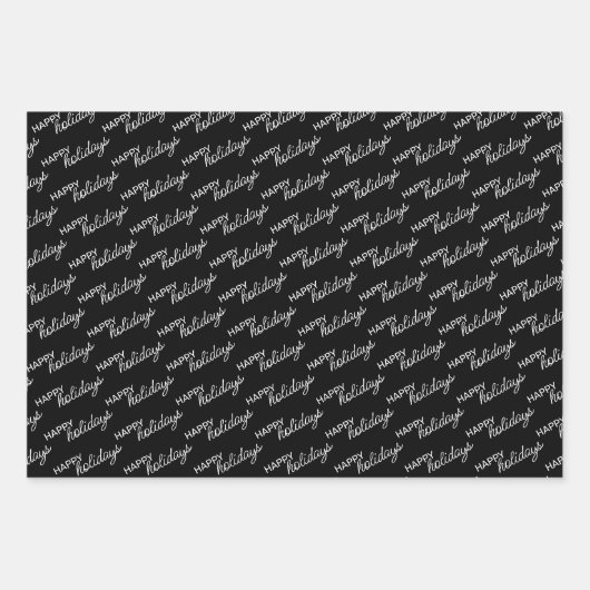 Weißes Imitat Gold Snowflakes Punkt auf Schwarz Geschenkpapier Set (Vorderseite 3)