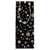 Weißes Imitat Gold Snowflakes Punkt auf Schwarz Geschenktüte Für Weinflaschen (Rückseite)