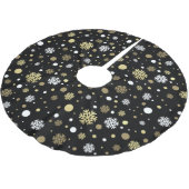Weißes Imitat Gold Snowflakes Punkt auf Schwarz Polyester Weihnachtsbaumdecke (Schrägansicht)