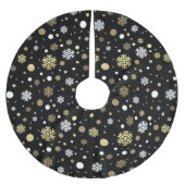 Weißes Imitat Gold Snowflakes Punkt auf Schwarz Polyester Weihnachtsbaumdecke (Vorderseite)
