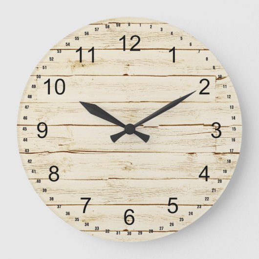 Weißes Imitat Holz Große Wanduhr (Vorderseite)