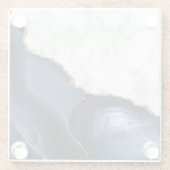 Weißes Imitat Marble Gilded Navy Blue Agate Glasuntersetzer (Rückseite)