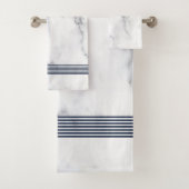 Weißes Imitat Marmor schwarze Streifen Badehandtuc Badhandtuch Set (Insitu)