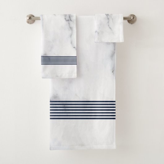 Weißes Imitat Marmor schwarze Streifen Badehandtuc Badhandtuch Set (Insitu)