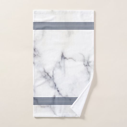 Weißes Imitat Marmor schwarze Streifen Badehandtuc Badhandtuch Set (Handtuch)