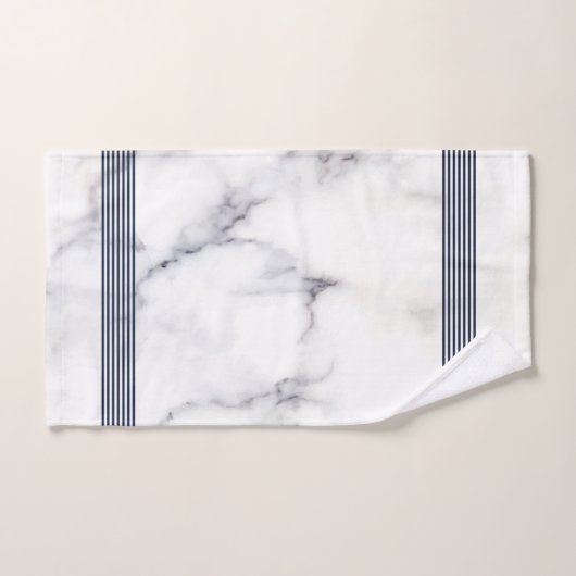 Weißes Imitat Marmor schwarze Streifen Badehandtuc Badhandtuch Set (Handtuch)