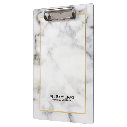 Weißes Imitat Marmorgoldgrenze Klemmbrett (Links)