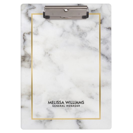 Weißes Imitat Marmorgoldgrenze Klemmbrett (Vorderseite)