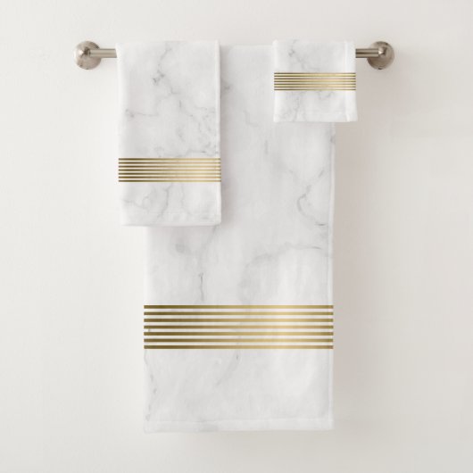 Weißes Imitat Marmorstreifen Badhandtuch Set (Insitu)