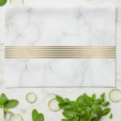 Weißes Imitat Marmorstreifen Geschirrtuch (Gefaltet)