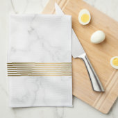 Weißes Imitat Marmorstreifen Geschirrtuch (Viertel Falte)