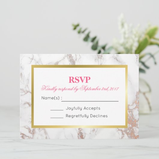 Weißes Imitat Marmortextur mit Goldrahmen-UAWG Einladung (Stehend Vorderseite)