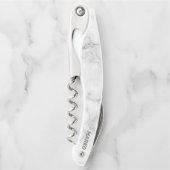 Weißes Imitat Mit Monogramm Marmor Kellnermesser (Vorderseite)