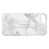 Weißes Imitat Rose-Gold Akzente Monogramm Case-Mate iPhone Hülle (Rückseite (Horizontal))