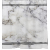 Weißes Imitat - Schwarze Streifen aus Marmorstein  Duschvorhang (Vorderseite)