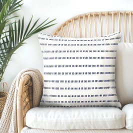 Weißes Indigo Blue Throw Kissen