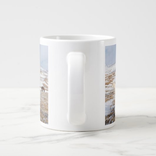 Weißes Isländisches Pferd, Island Jumbo-Tasse (Rückseite)