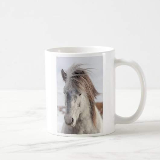 Weißes isländisches Pferdekopffoto Kaffeetasse (Rechts)