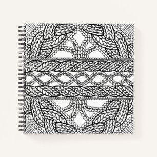 WEIßES KABELSTRICK 8,5x8,5 Spiralnotizbuch Notizblock
