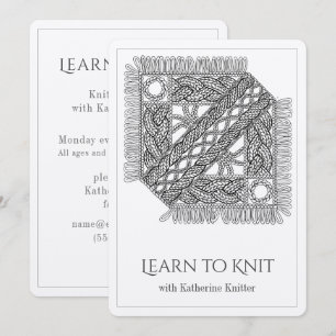 WEIßES KABELSTRICKEN Strickkurse Karte 