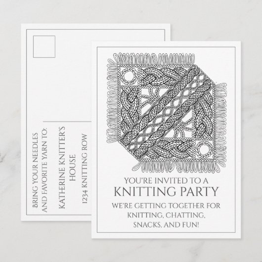 WEIßES KABELSTRICKMUSTER Postkarte + Text (Vorne/Hinten)
