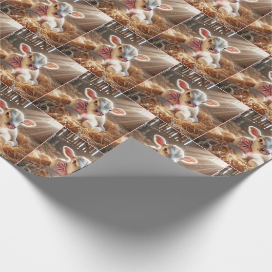 Weißes Kalb im Stall Geschenkpapier (Ecke)