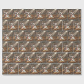 Weißes Kalb mit rosafarbenem Kiefer im Stall Geschenkpapier (Flach)