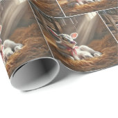 Weißes Kalb mit rosafarbenem Kiefer im Stall Geschenkpapier (Rolleneckpunkt)