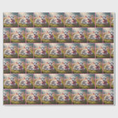 Weißes Kalb mit rosafarbenem Kiefer in Weide Geschenkpapier (Flach)