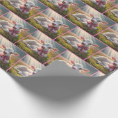 Weißes Kalb mit rosafarbenem Kiefer in Weide Geschenkpapier (Ecke)