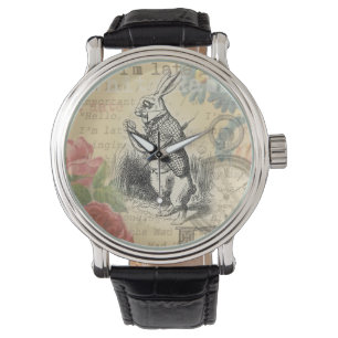Weißes Kaninchen Alice Abenteuer Wunderland Kunst Armbanduhr