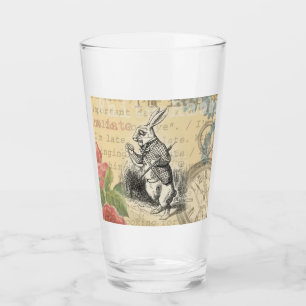Weißes Kaninchen Alice Abenteuer Wunderland Kunst Glas
