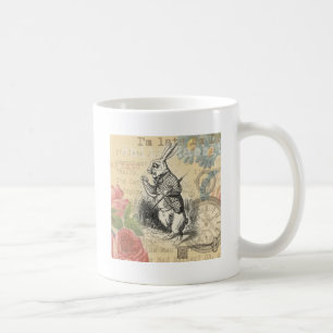 Weißes Kaninchen Alice Abenteuer Wunderland Kunst Kaffeetasse