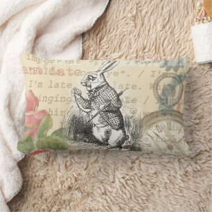 Weißes Kaninchen Alice Abenteuer Wunderland Kunst Lendenkissen